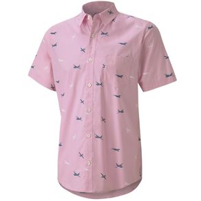 Puma Men\'s Citation Print Woven Polo 4005705-Pale Pink  Size sm, pale pink