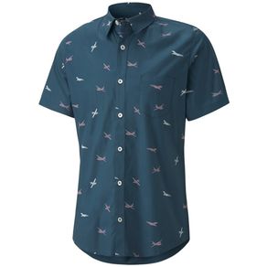 Puma Men\'s Citation Print Woven Polo 4005714-Legion Blue  Size xl, legion blue