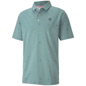 Puma Men\'s AP Legacy Print Polo 4005721-Stone Blue  Size 2xl, stone blue