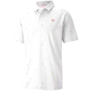 Puma Men\'s AP Legacy Print Polo 4005728-Bright White  Size 3xl, bright white