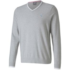Puma Men\'s Members V-Neck Sweater 4005779-Light Gray Heather  Size lg, light gray heather