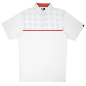 FootJoy Men\'s Lisle Chest Stripe Self Collar 4015113-White/Red/Gray  Size md, white/red/gray