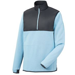FootJoy Men\'s Sweater Fleece Pullover 4015534-Heather Light Blue/Charcoal  Size sm, heather light blue/charcoal