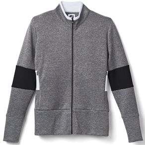 FootJoy Women\'s Double Jersey Blocked Rib Trim Jacket 4016351-Charcoal/Black/White  Size sm, charcoal/black/white