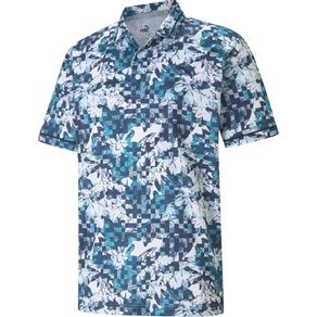 Puma Men\'s Tech Pique Botanical Polo 4018130-Navy Blazer/Ocean Depths  Size lg, navy blazer/ocean depths