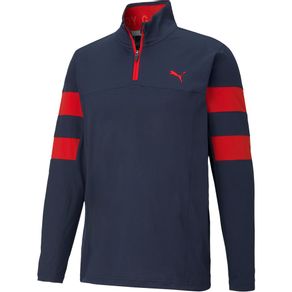 Puma Men\'s Torreyana 1/4 Zip Pullover 4018838-Navy Blazer/High Risk Red  Size sm, navy blazer/high risk red
