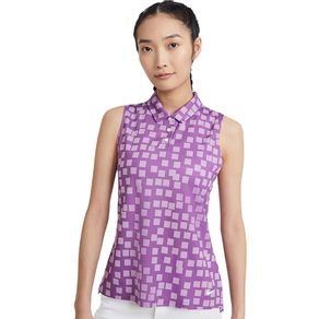 Nike Women\'s Dri-FIT Sleeveless Printed Golf Polo 4028465-Purple Nebula/White  Size lg, purple nebula/white