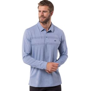 TravisMathew Men\'s Heater Long Sleeve Polo 4035274-Heather Copen Blue  Size md, heather copen blue