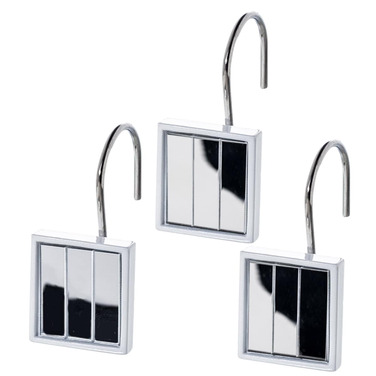 Quilted Mirror Resin Shower Curtain Hooks- Set of 12
