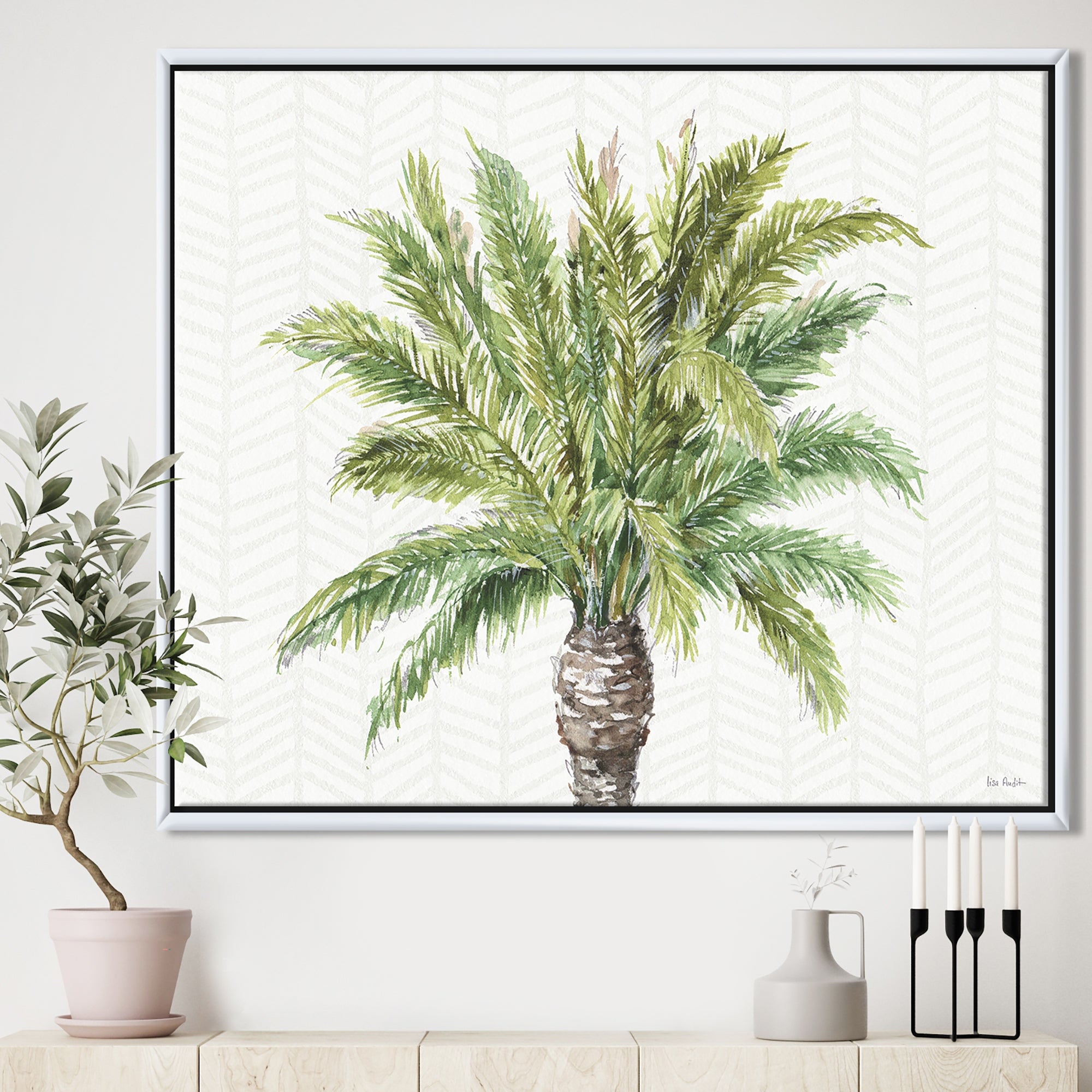 Silver Orchid 'Mixed Botanical Greens palms IV' Farmhouse Framed Canvas - Green