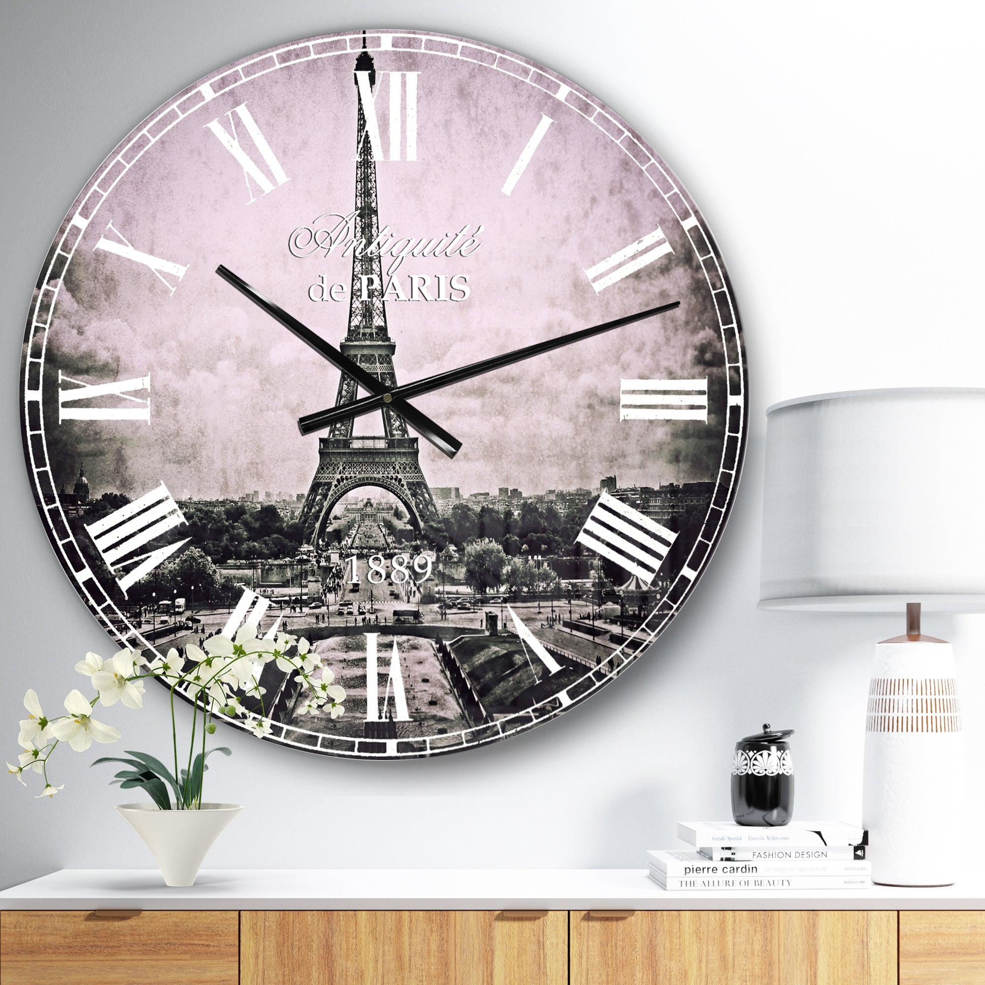 Designart 'Vintage View of Paris France' Vintage Wall CLock