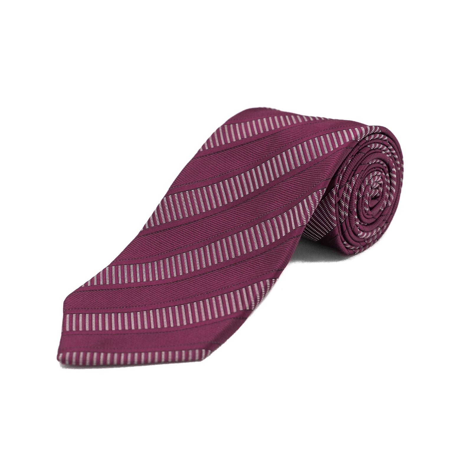 Ermenegildo Zegna Men's Silk Textured Striped Tie Purple - No Size