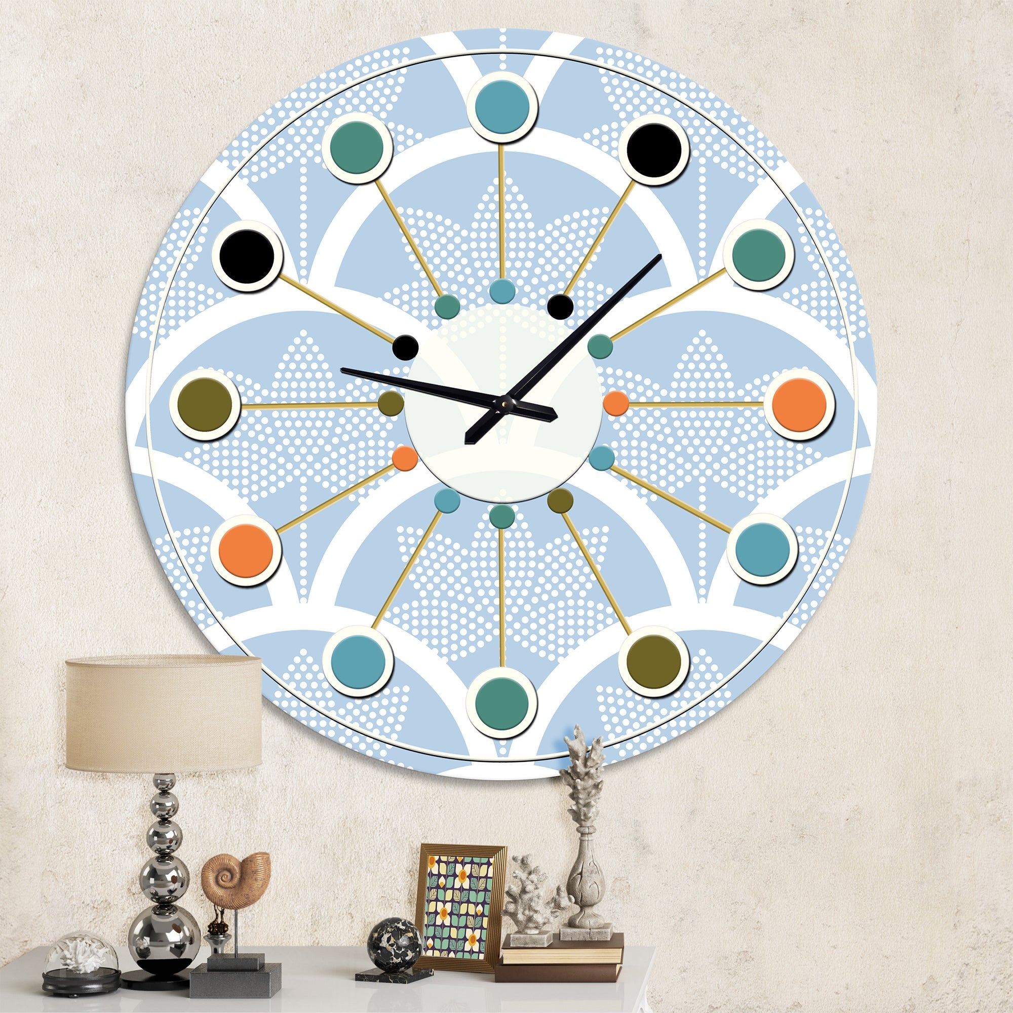 Designart 'Japanese style Half-circle pattern' Mid-Century wall clock