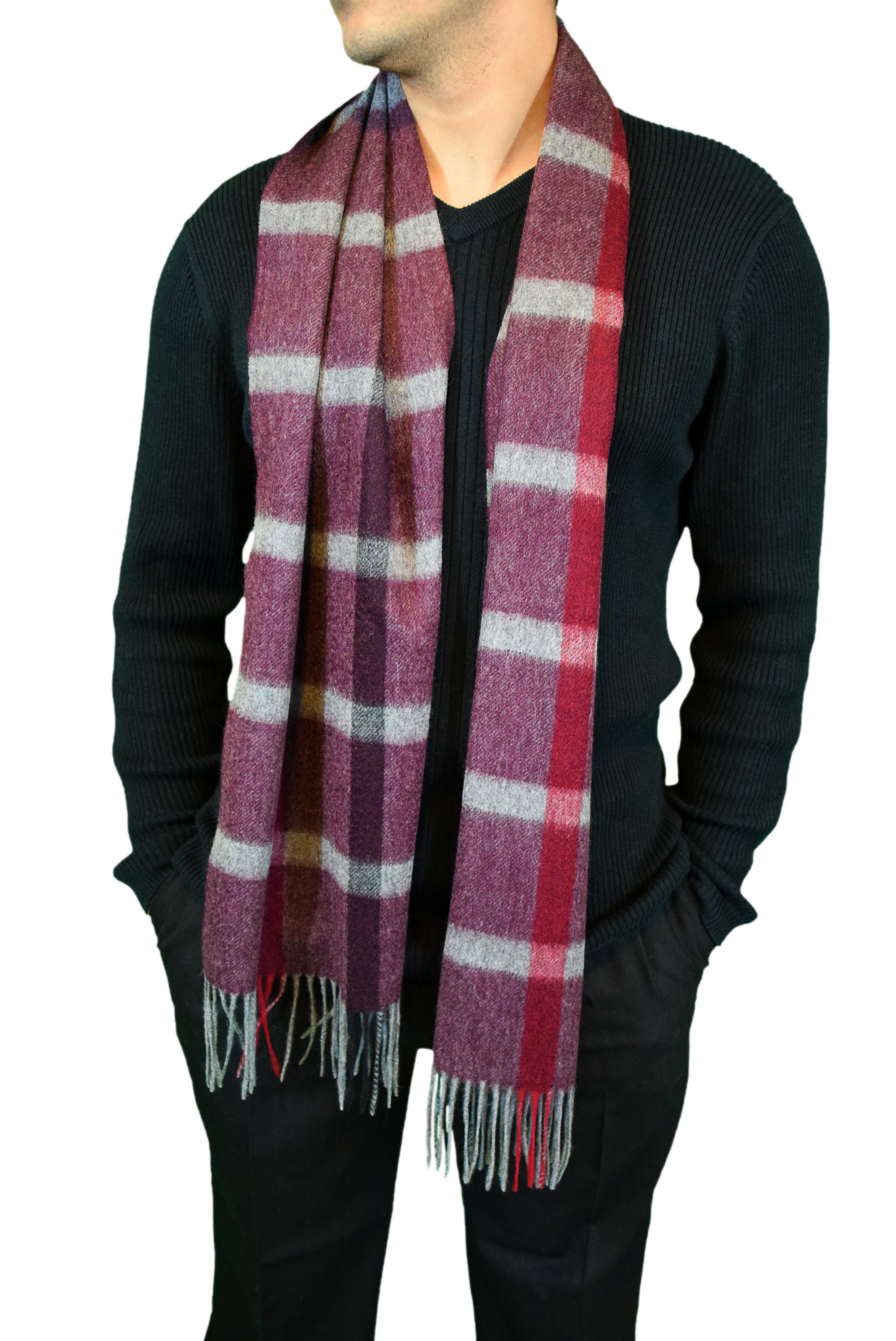 Pure Cashmere Check Scarf