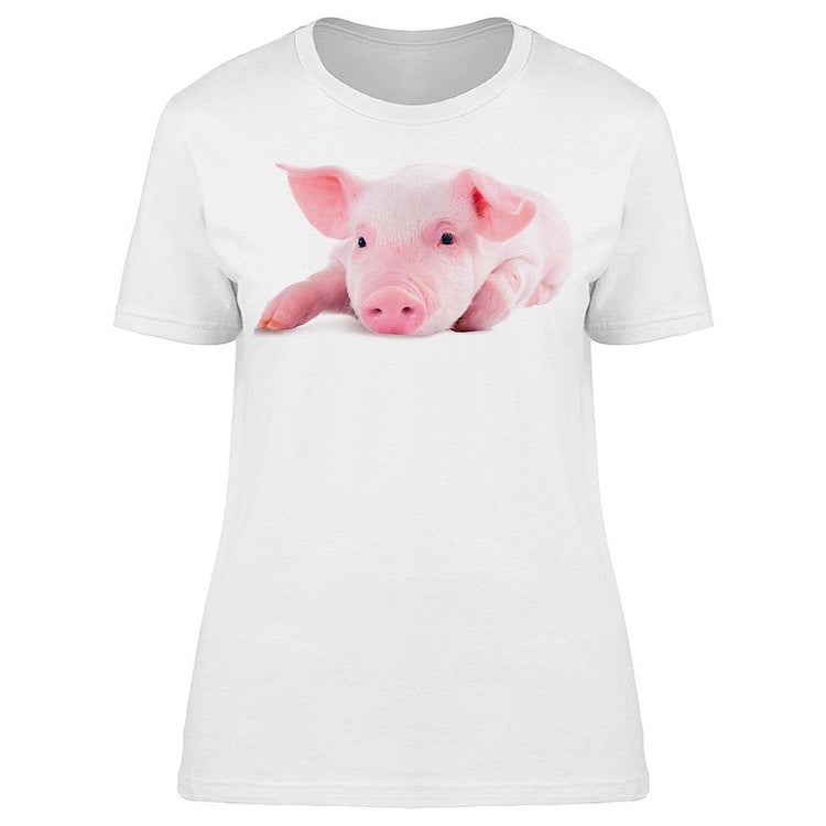 Pink Pig In Lying Portrait Tee Women's -Image by Shutterstock
