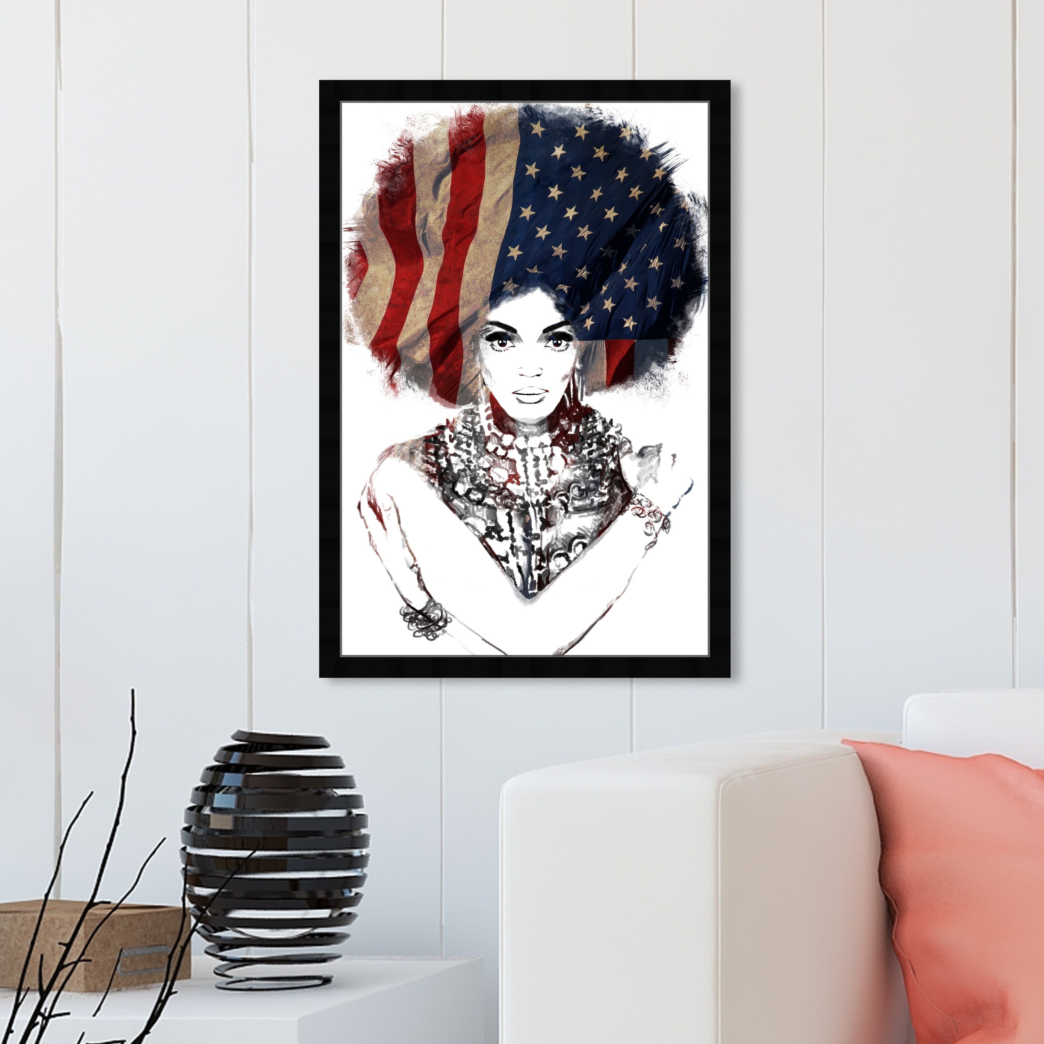 Oliver Gal 'New American Woman' People and Portraits Framed Wall Art Prints Portraits - White, Black
