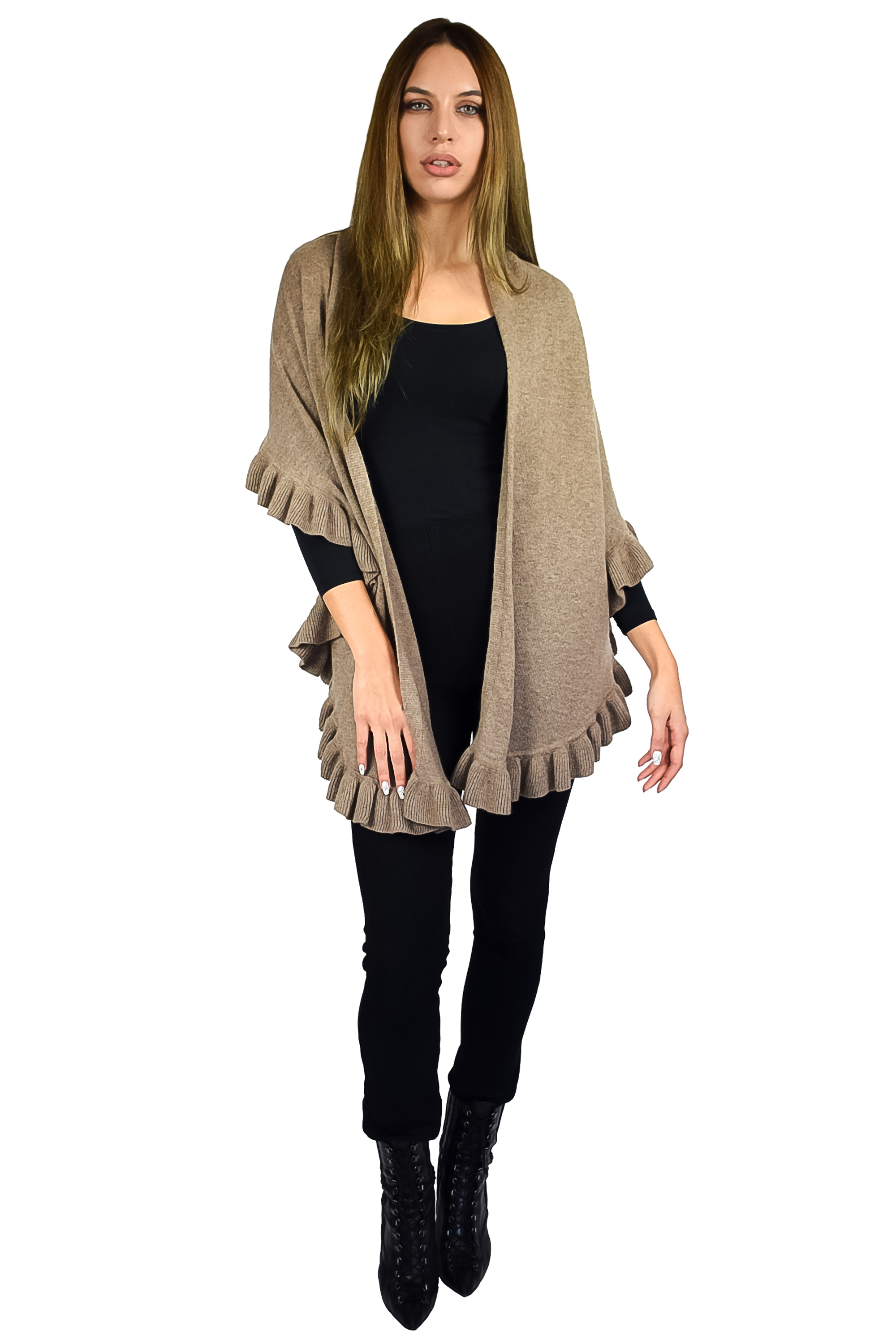 Pure Cashmere Ruffled Scarf
