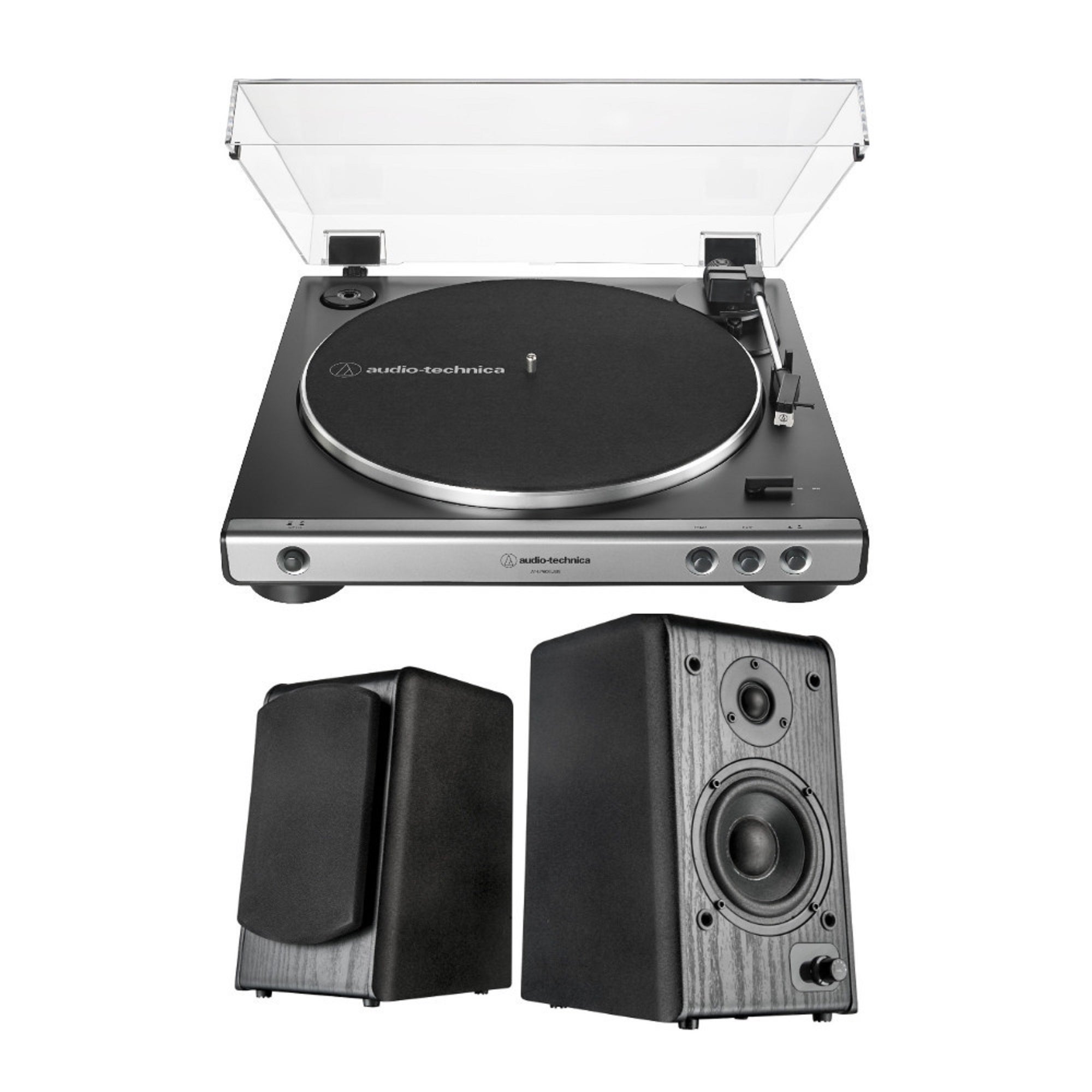 Audio-Technica AT-LP60X USB Turntable (Gunmetal) w/ Microlab Speakers