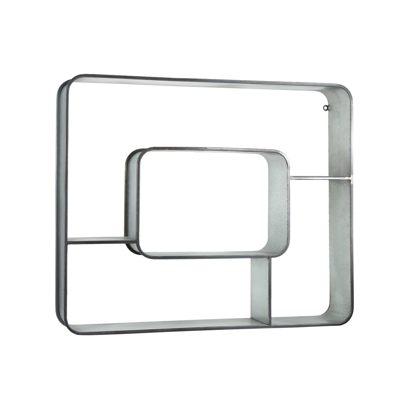 Rectangular Metal Wall Shelf with Curved Edges and 5 Slots,Galvanized Gray