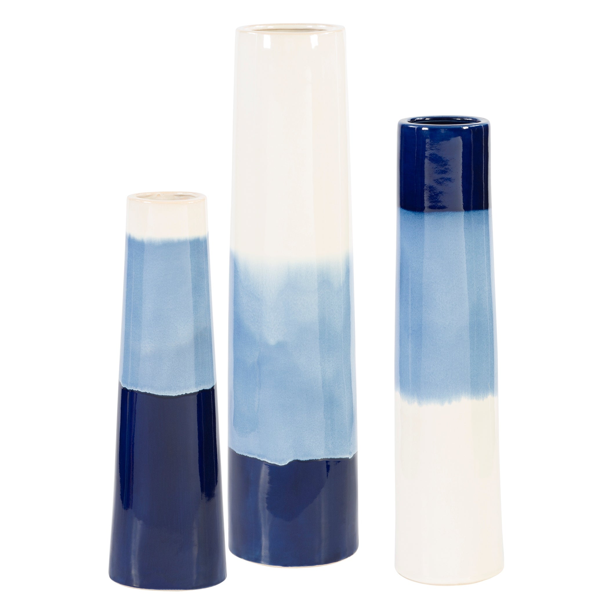 Uttermost Sconset White & Blue Vases (Set of 3)