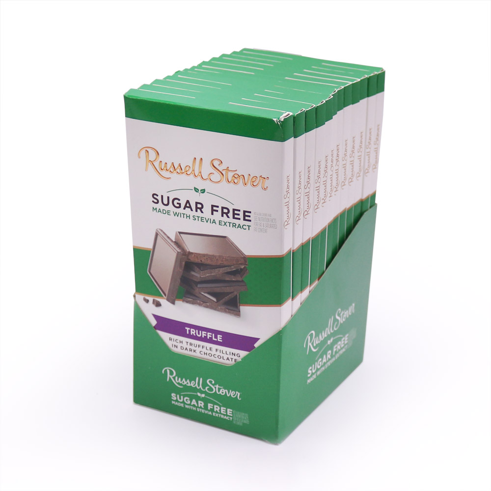 sugar free dark chocolate truffle tile candy bar 3oz. case of 12 | dark chocolates | by russell stover