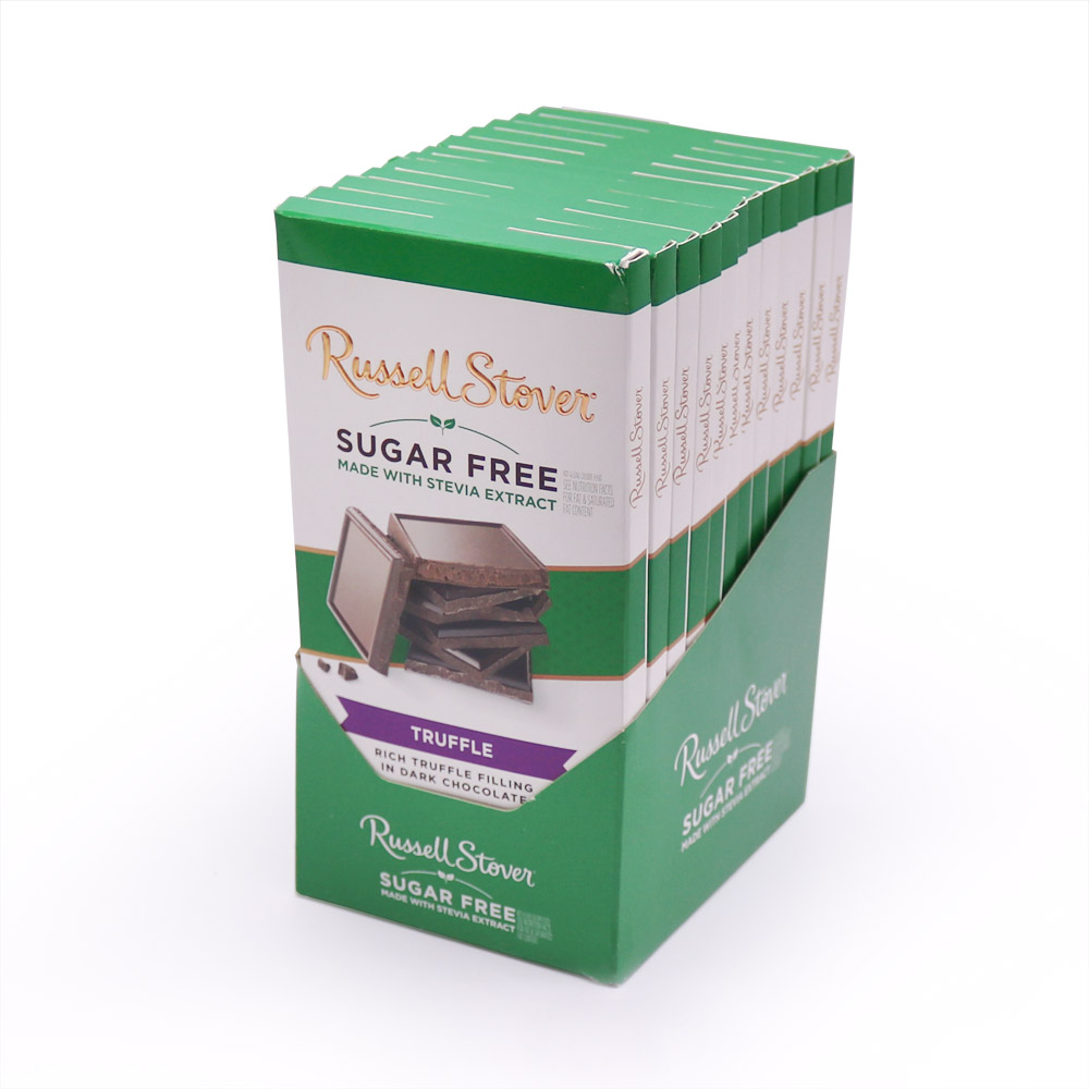 sugar free dark chocolate truffle tile candy bar 3oz. case of 12