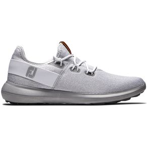 FootJoy Men\'s Coastal Flex Spikeless Golf Shoes 6003540-White/Gray/White  Size 8 M, white/gray/white