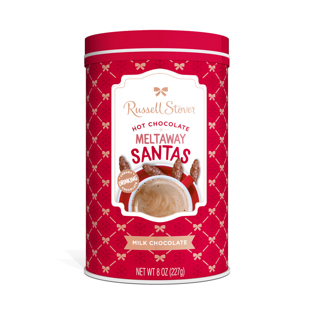 hot chocolate meltaway santas tin, 8 oz. | chocolates | by russellstover