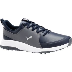 Puma Men\'s Grip Fusion Pro 3.0 Spikeless Golf Shoes 6004083-Navy Blazer/Puma Silver/Quiet Shade  Size 7 M, navy blazer/puma silver/quiet shade