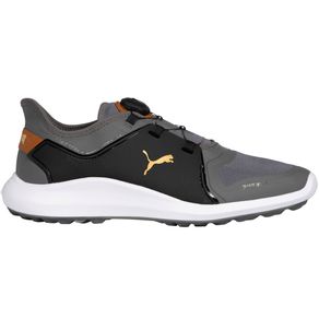 Puma Men\'s Ignite Fasten8 Disc Spikeless Golf Shoes 6004105-Quiet Shade/Gold/Puma Black  Size 9.5 M, quiet shade/gold/puma black