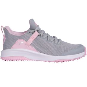 Puma Juniors\' Grip Fusion Evo Spikeless Golf Shoes 6004673-High Rise/Pink Lady  Size 2 M, high rise/pink lady