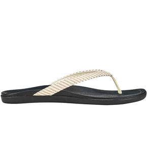 Olukai Women\'s Hoâopio Sandals  Size 6005293-Bone/Stripe  Size 6 M, bone/stripe