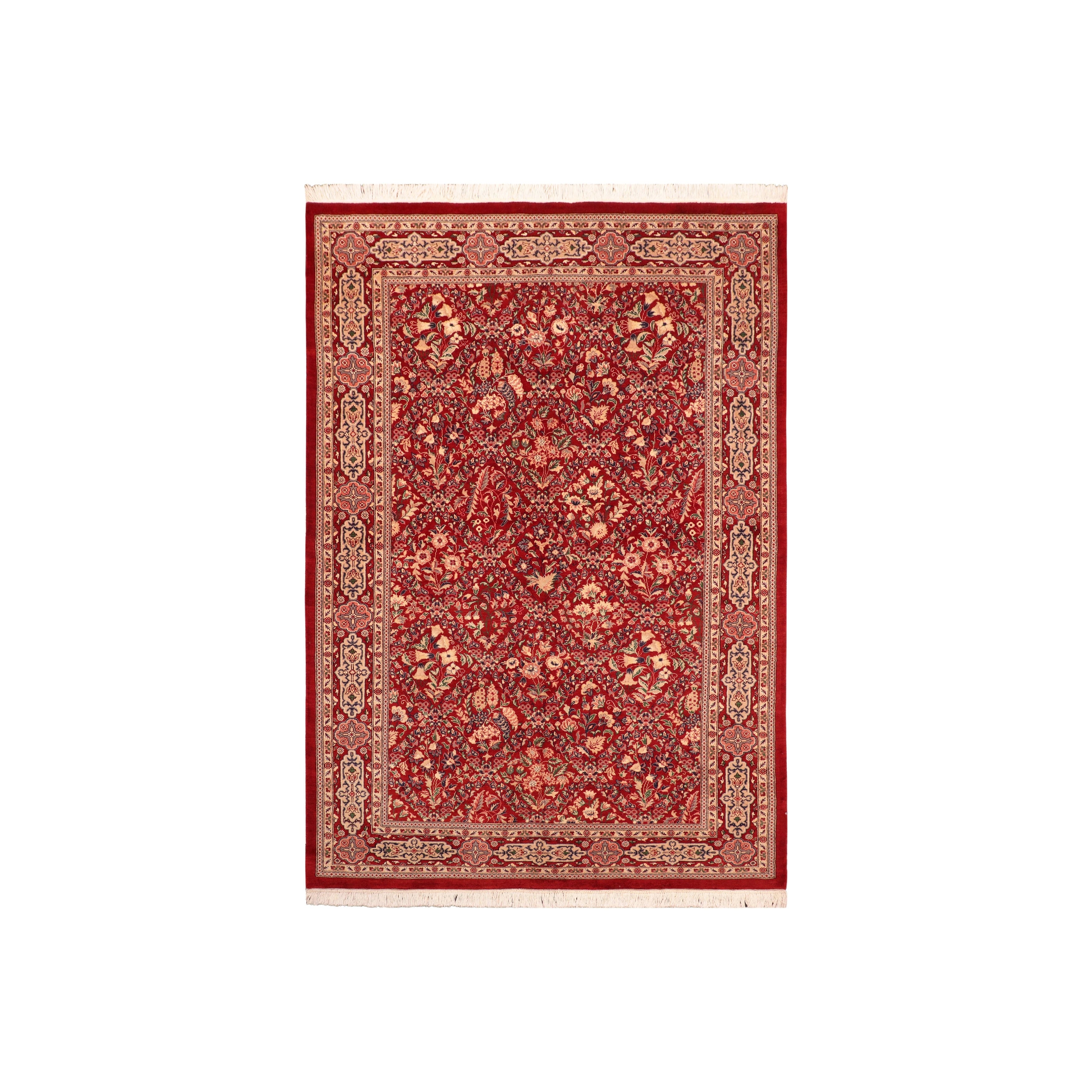 Pak-Persian Tabriz Red Tan Wool Rug - 6'1 x 9'2 - 6'1