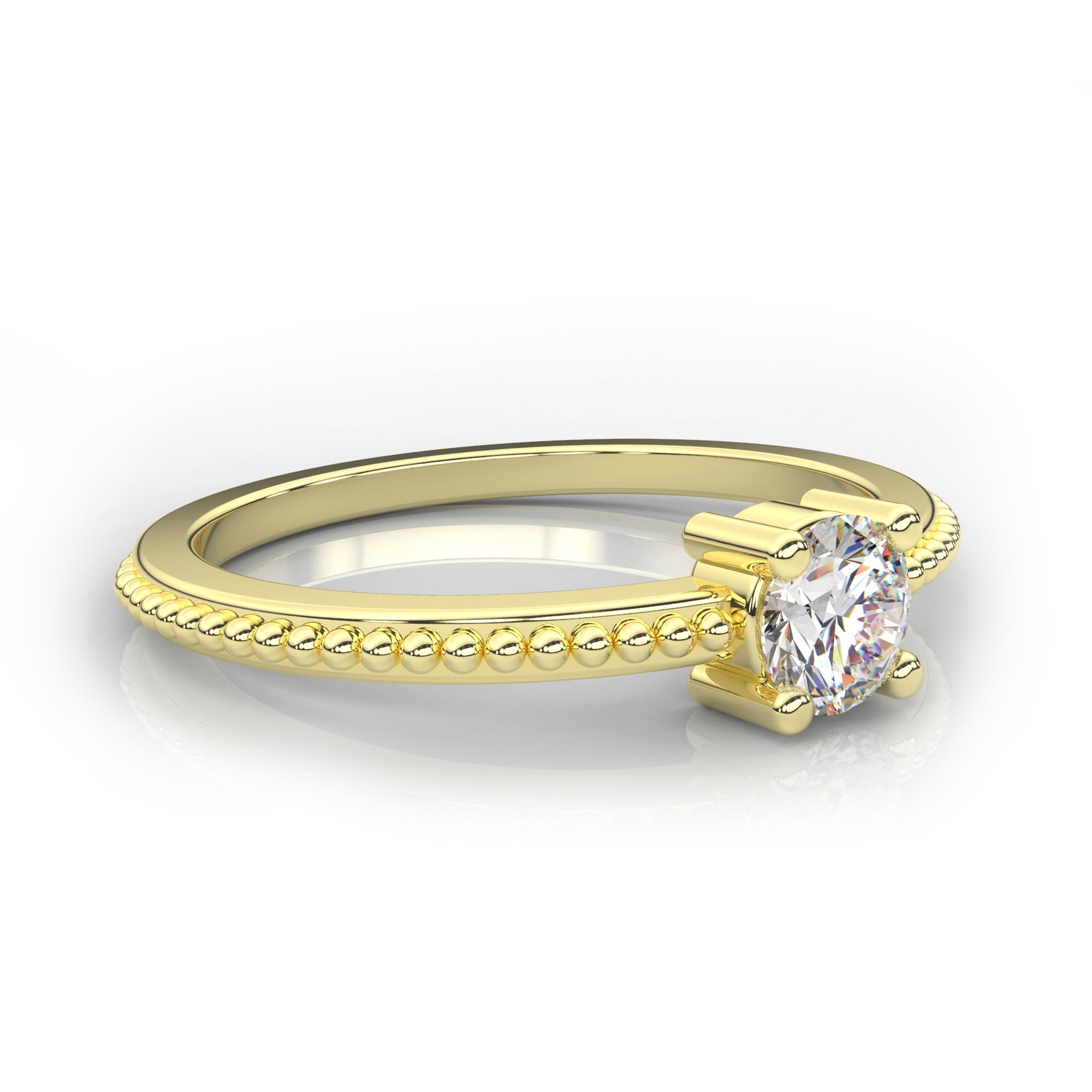 IGI Certified 3/8 CT-2.00 CT Lab Grown Petite Milgrain Classic Solitaire Engagement Ring in 14KT