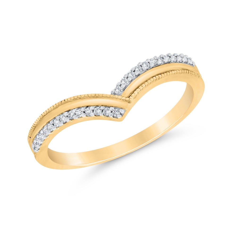 14K Yellow Gold 1/10ct TDW Diamond Double Chevron Band (I-J, I1)