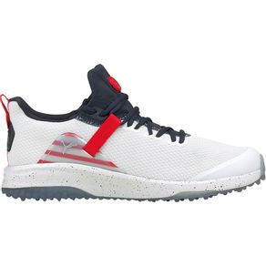 Puma Men\'s Fusion Evo Stars & Stripes Spikeless Golf Shoes  Size 7000418-Puma White/Navy Blazer/High Risk Red  Size 7 M, puma white/navy blazer/high r