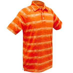 Garb Juniors\' Riley Performance Yarn Dyed w/ Space Dyed Stripe Polo 7001244-Orange  Size sm, orange