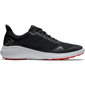 FootJoy Men\'s Flex Spikeless Golf Shoes 7005751-Black/White/Red  Size 11.5 M, black/white/red