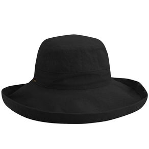 Dorfman-Pacific Cotton Upturn Sun Big Brim Women\'s Hat 933105-Black  Size one size fits most, black
