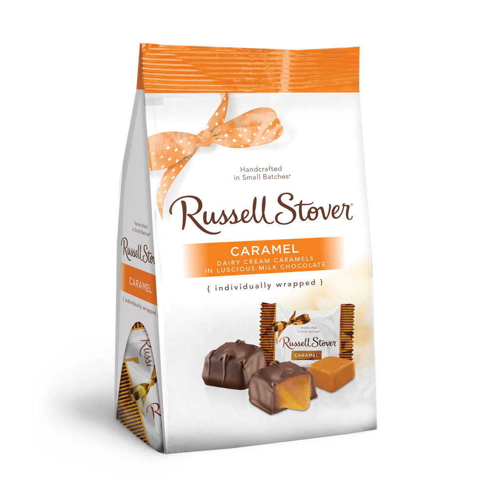 milk chocolate caramels favorites, 6 oz. bag | chocolates | individually wrapped | by russell stover