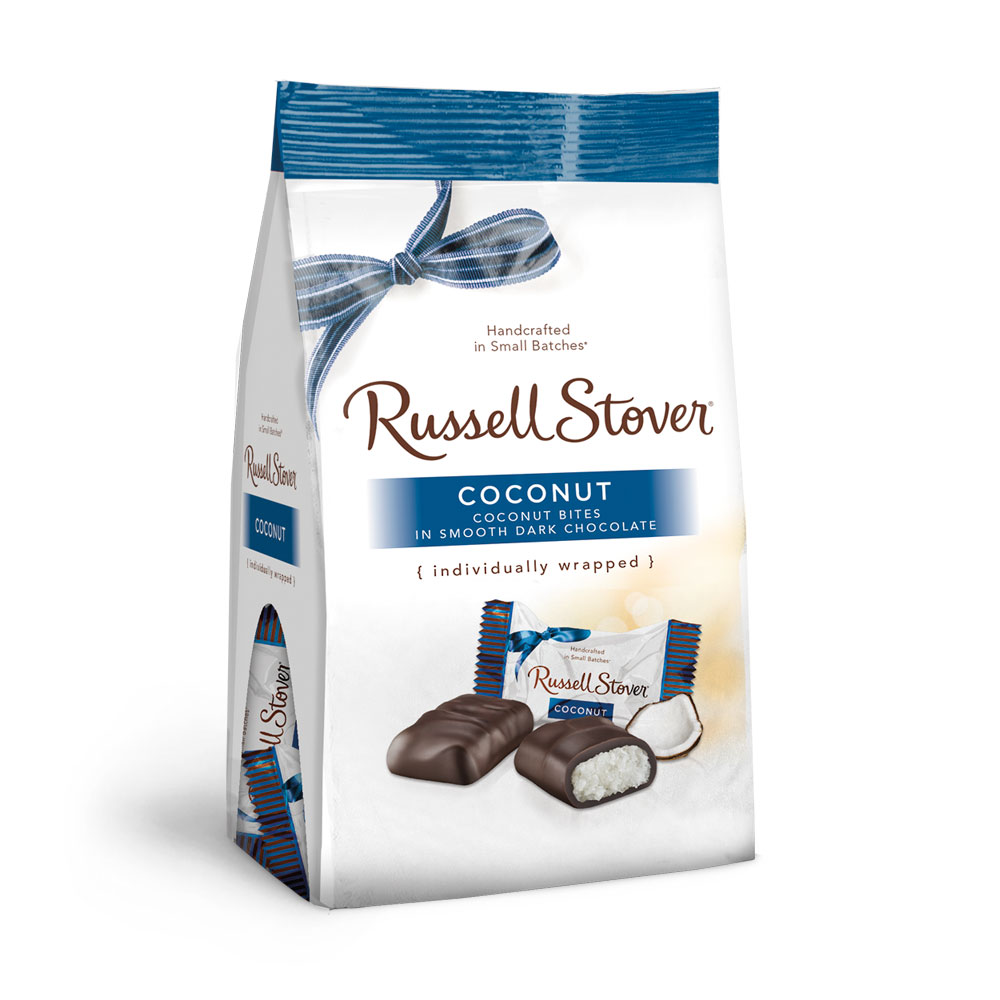 dark chocolate coconut favorites, 6 oz. bag | chocolates | individually wrapped | by russell stover