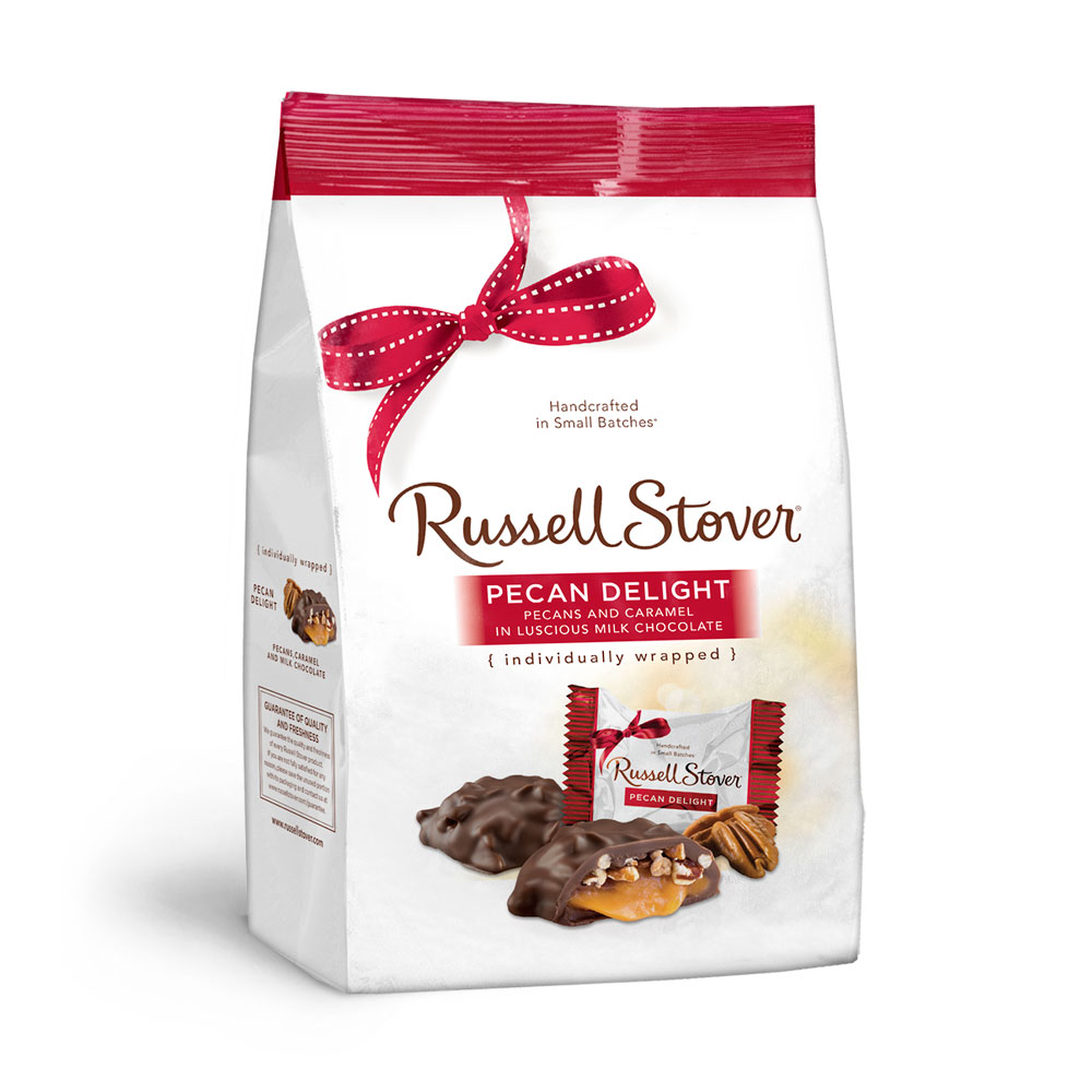 milk chocolate pecan delights, 16.1 oz. bag | chocolates | individually wrapped | by russell stover