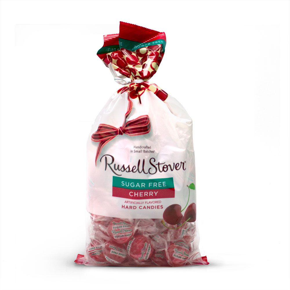 sugar free cherry hard candies, 12 oz. bag | mint and cherry | chocolates | individually wrapped | by russell stover