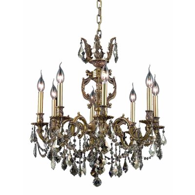 Thea 8 - Light Candle Style Classic / Traditional Chandelier Astoria Grand Color / Crystal Color / Crystal Trim: Antique Bronze / Clear / Spectra Swar