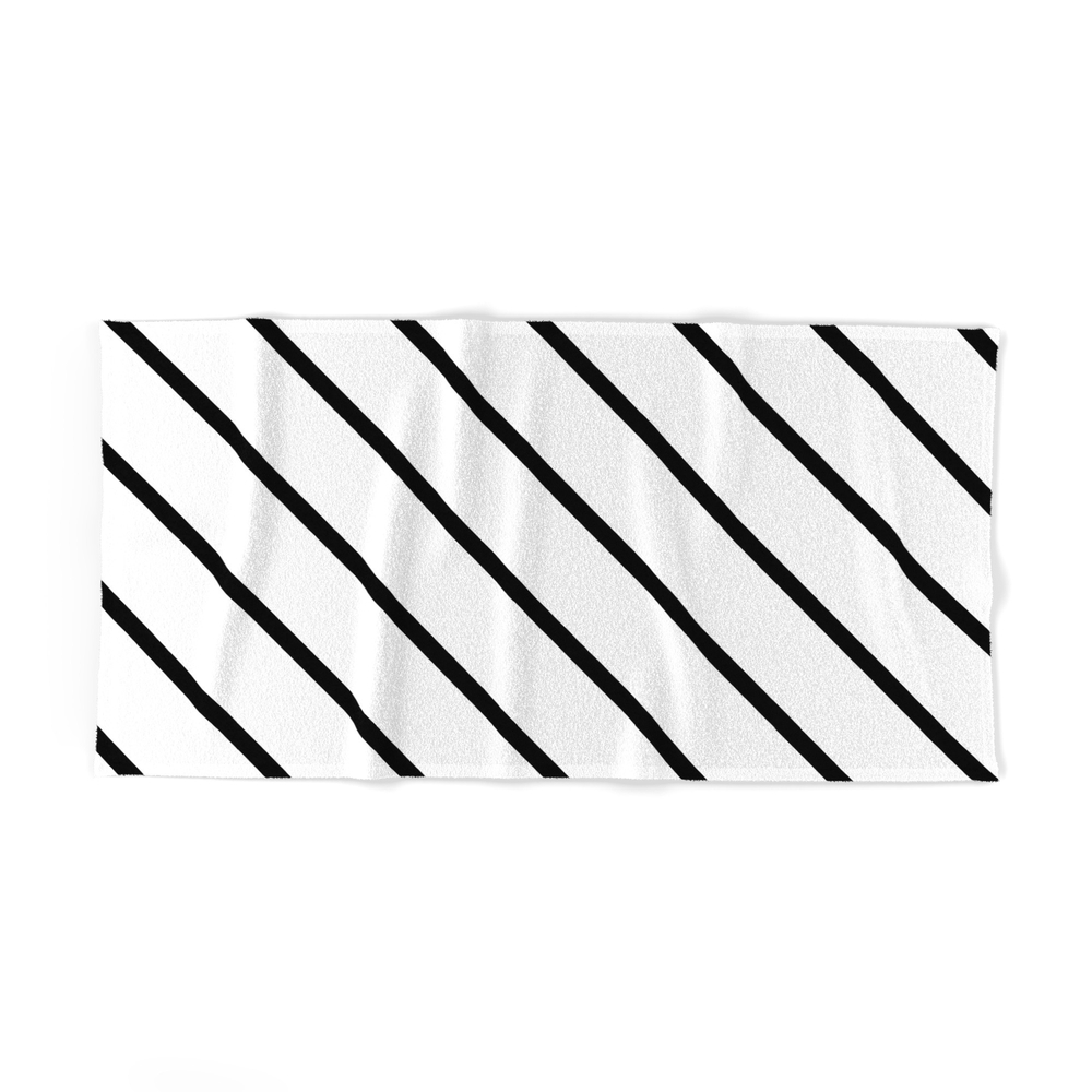Diagonal Lines (Black & White Pattern) Bath Towel by luxelab