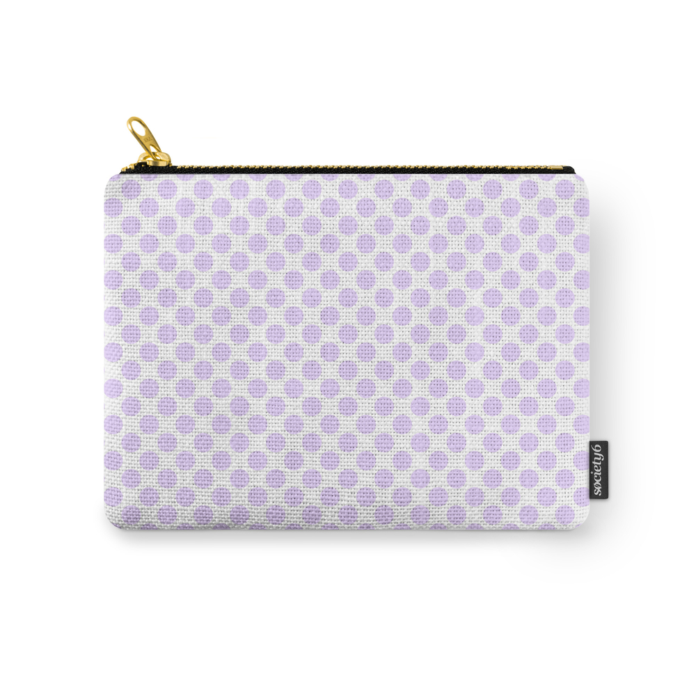 Large White Spots on Pale Lilac Pastel Carry-All Pouch by honorandobey