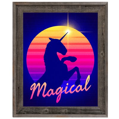 'Magical Unicorn Sunset' Framed Graphic Art Click Wall Art Size: 23.5