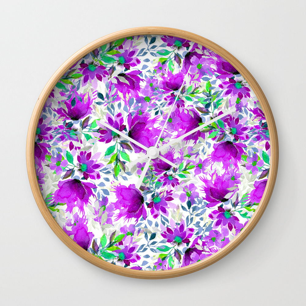 Thinking 'bout Violet Wall Clock by lynngamit