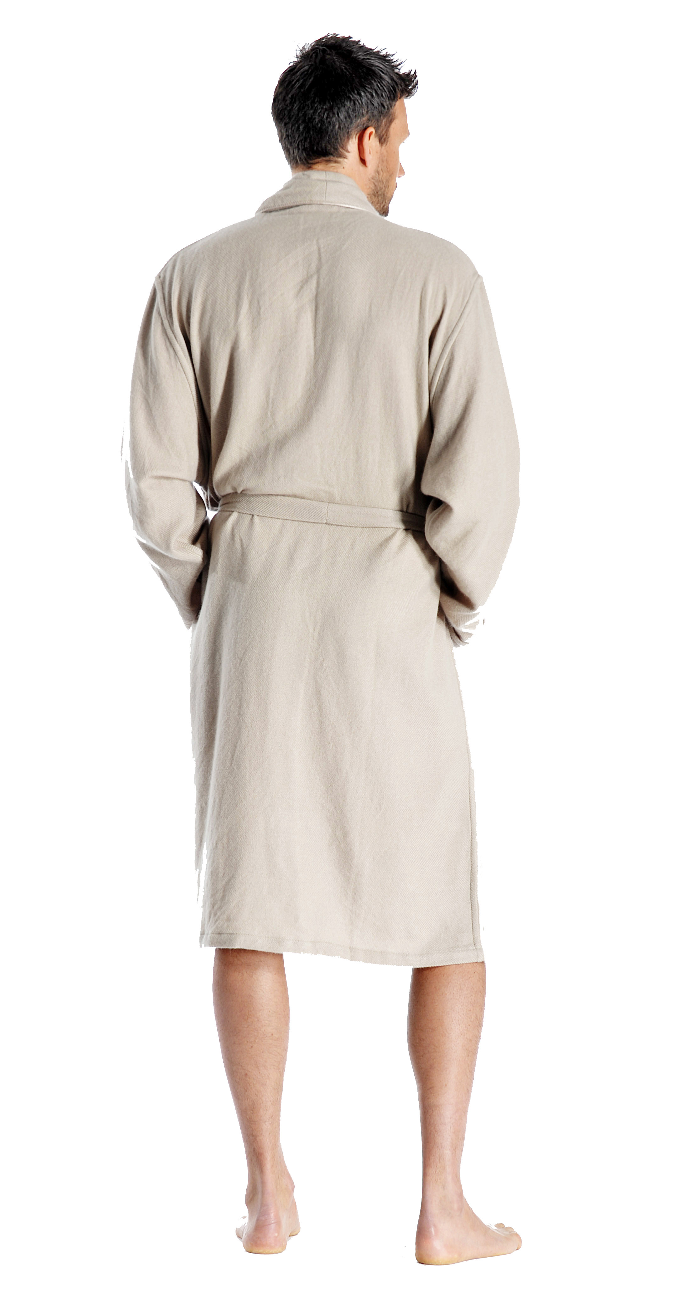 Pure Cashmere Knee Length Robe for Men (Earth Grey, Large/Extra Large)