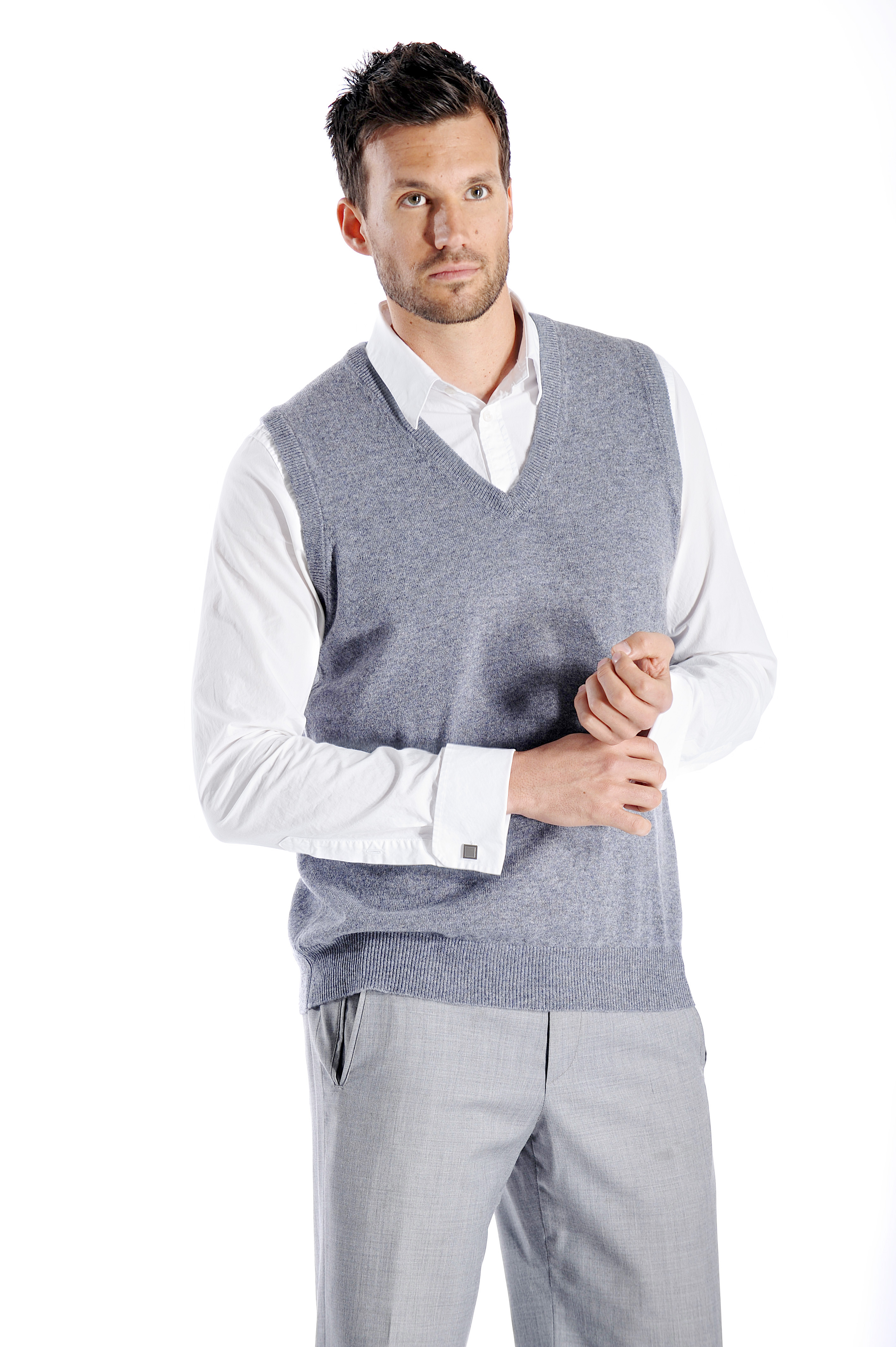 Men\'s Pure Cashmere Vest (Charcoal, Medium)